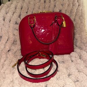 Louis Vuitton Vernis Alma BB Satchel - Bright Red with Gold Hardware
